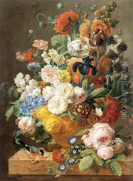 Bouquet of Flowers in a Sculpted Vase Oil Painting - Jan Frans Eliaerts