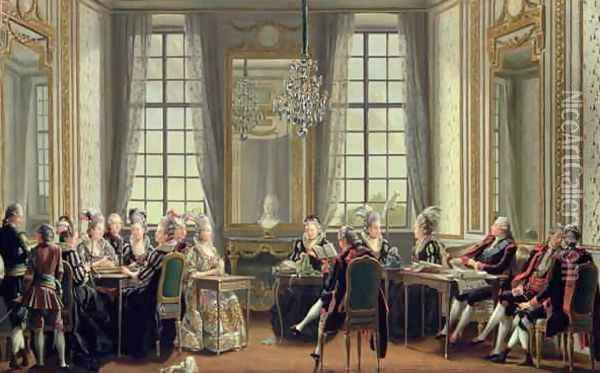 Conversation at Drottningholms Palace Oil Painting - Pehr Hillestrom