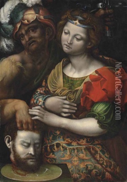Salome With The Head Of Saint John The Baptist Oil Painting - Leonardo Da Vinci