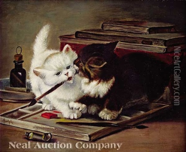 Kittens Oil Painting - John Henry Dolph