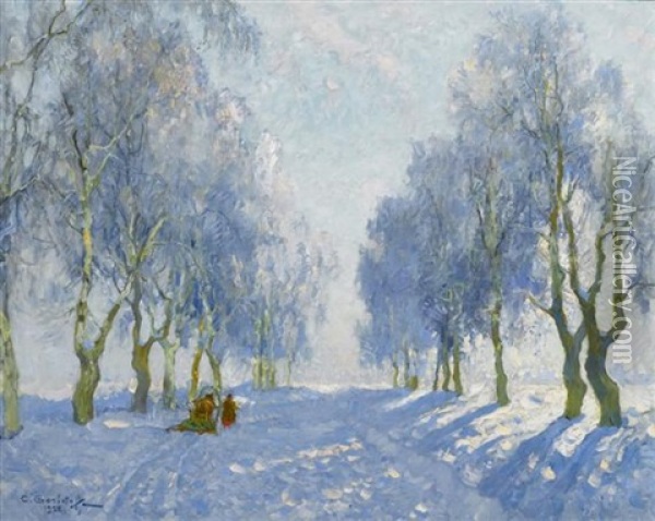 Winterlandschaft Oil Painting - Konstantin Ivanovich Gorbatov