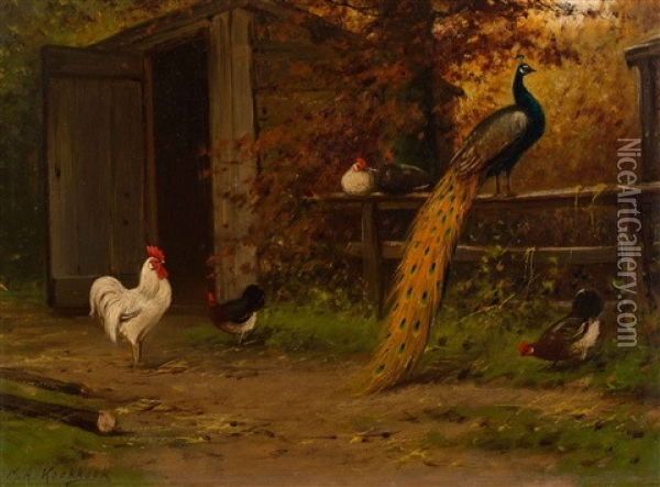 The Hen House Oil Painting - Marinus Adrianus Koekkoek the Younger