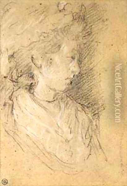 Study of a woman in a Mob Cap Oil Painting - Thomas Gainsborough