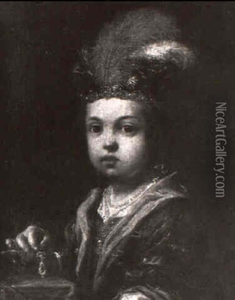 Portrait D'un Enfant Hongrois Oil Painting - Antonio Mercurio Amorosi