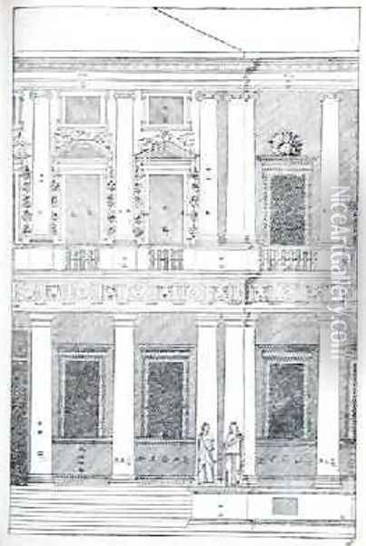 Elevation of Villa Chiericati, Vicenza, illustration from a facsimile copy of I Quattro Libri dellArchitettura written by Palladio, originally published 1570 Oil Painting - Andrea Palladio
