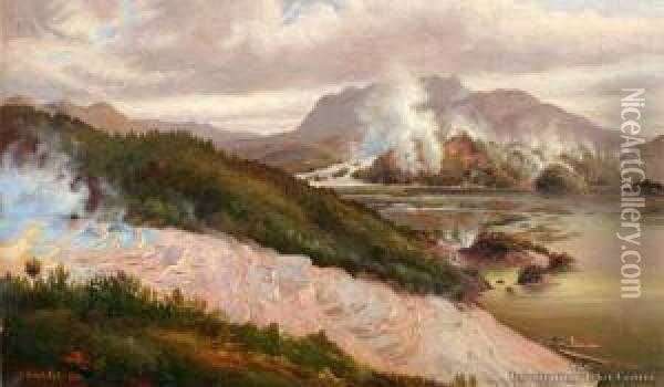 Pink Terrace, Rotomahana Oil Painting - Charles Blomfield