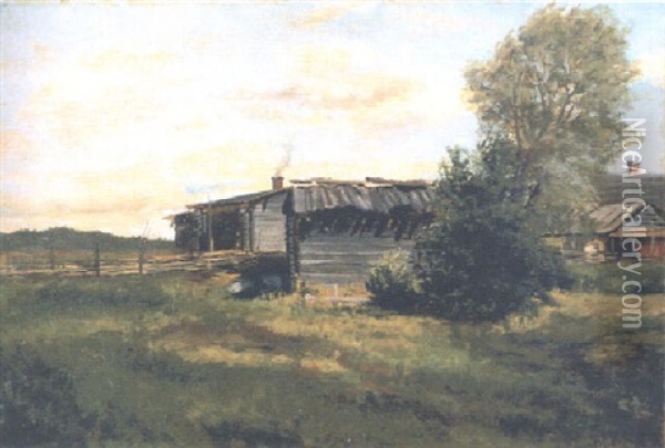 Gardsgard Oil Painting - Magnus Hjalmar Munsterhjelm