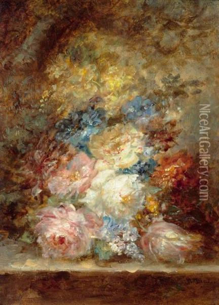 Floral Still Life. Oil Painting - Narcisse-Virgile D Az De La Pena