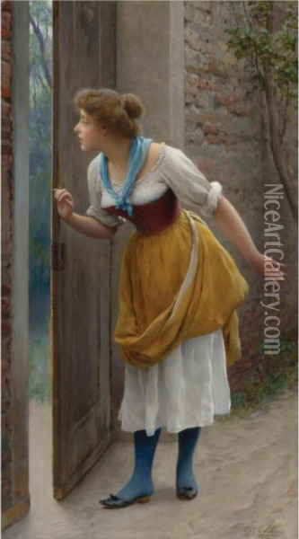 The Eavesdropper Oil Painting - Eugene de Blaas