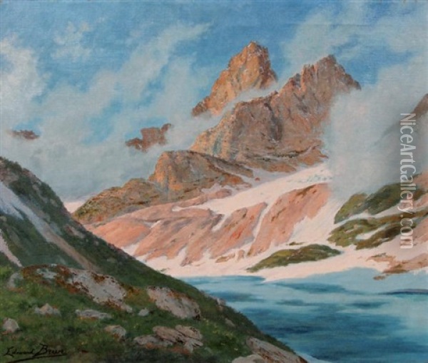 Degel Au Lac Long, Col De La Vanoise Oil Painting - Edouard Brun