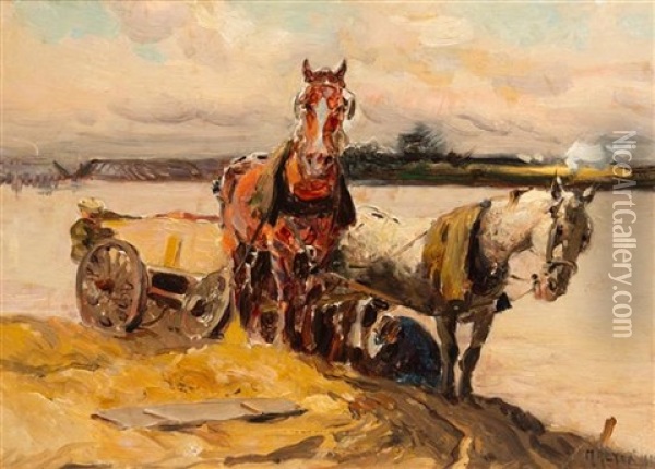 Horses, 1909 Oil Painting - Mathias Joseph Alten