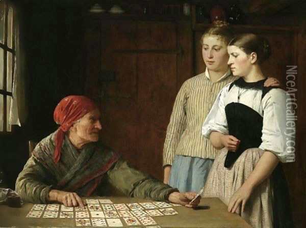 Fortune Teller, 1880 Oil Painting - Albert Anker