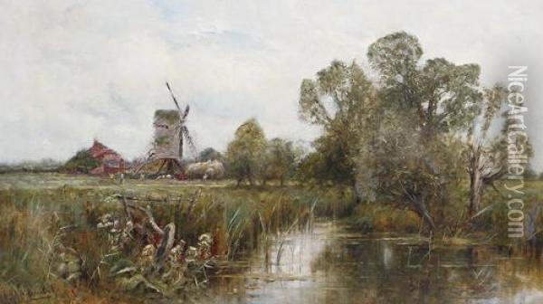 Haymaking By The Mill Oil Painting - Henry John Kinniard