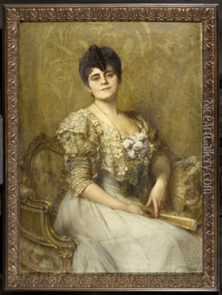 Portrait Einer Edlen Dame Oil Painting - Arthur von Ferraris