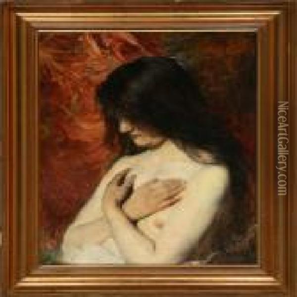 Study Of A Femalenude Oil Painting - Bertha Wegmann