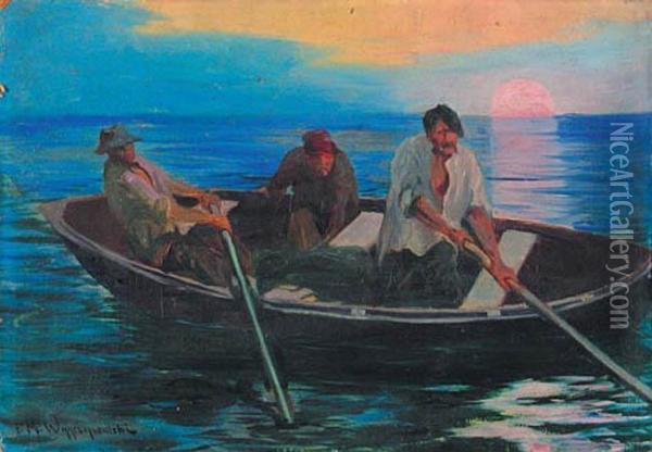 Rybacy Oil Painting - Feliks M. Wygrzywalski