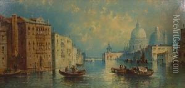 Veduta Di Venezia Sullo Sfondo 
 Di San Maria Della Salute Oil Painting - William Meadows