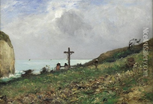 Le Chemin De La Falaise A Yport Oil Painting - Jean Baptiste Antoine Guillemet