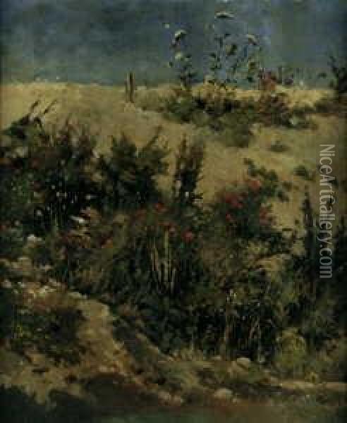 Landschaftsstudie. Oil Painting - Franz von Lenbach