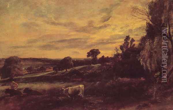 Landscape Evening Oil Painting - John Constable