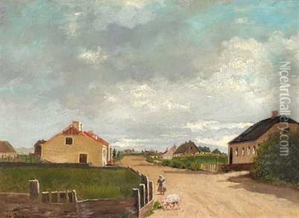 Gadeparti Med Lille Pige, Skagen Oil Painting - Anna Kirstine Ancher