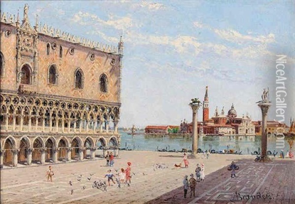 The Doge's Palace, San Giorgio Maggiore Beyond Oil Painting - Antonietta Brandeis