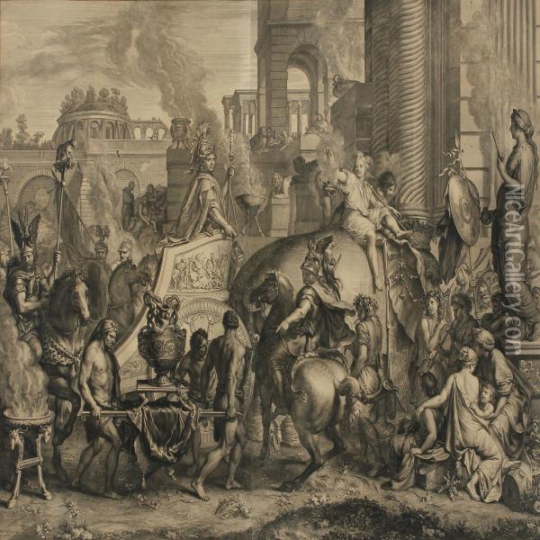 Triumphal Entry Into Babylon Oil Painting - Charles Lebrun