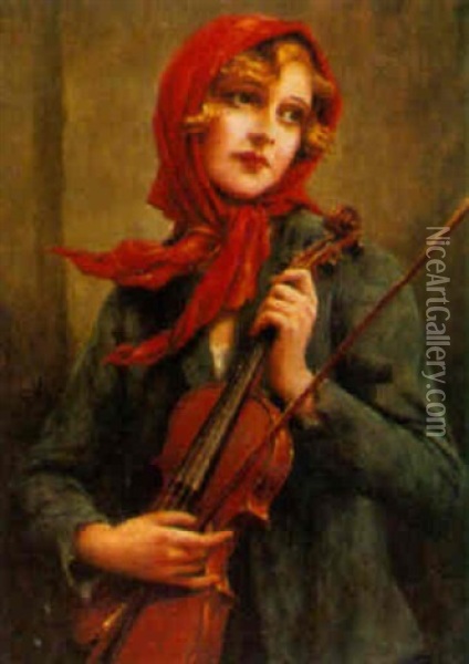The Street Violinist Oil Painting - Francois Martin-Kavel