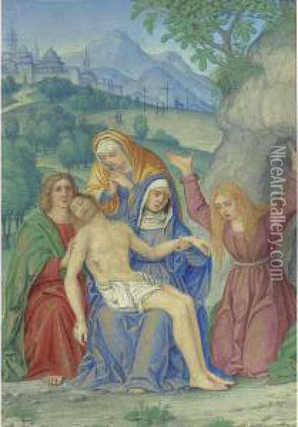 The Lamentation Oil Painting - Giovanni B. (Il Genvovese) Castello