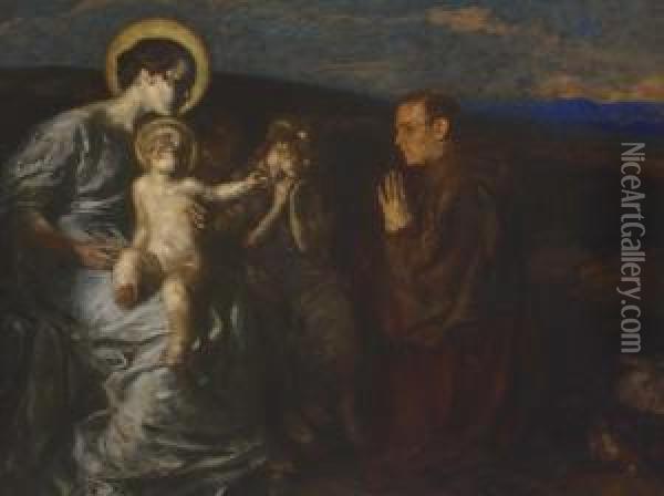 Maria Mit Dem Kind Und Anbetendem Franziskanermonch Oil Painting - Carl von Marr