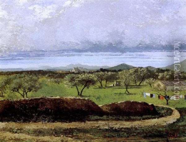 The Orchard Oil Painting - Gustave Courbet