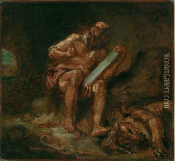  Saint Jerome  Oil Painting - Eugene Delacroix