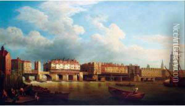 Old London Bridge Oil Painting - Richard Hamilton Essex