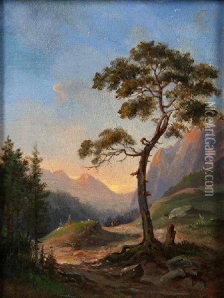 Mountain Path With Figures Oil Painting - Albert Bierstadt