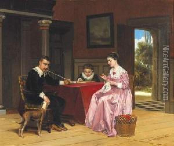 Huiselijk Geluk (1874) Oil Painting - Franz Moormans
