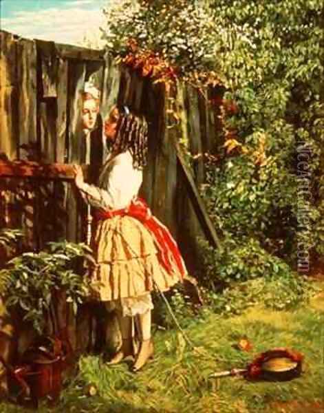 Talking Through the Fence Oil Painting - William Maw Egley