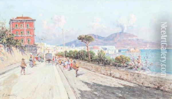 Strada Di Posillipo Oil Painting - Giuseppe Carelli