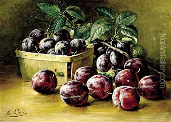 Plums In A Basket Oil Painting - August Laux