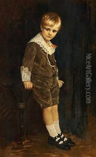 En Lille Dreng I Sondagstojet Oil Painting - Theodor Lauxmann