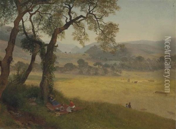 A Golden Summer Day Near Oakland Oil Painting - Albert Bierstadt