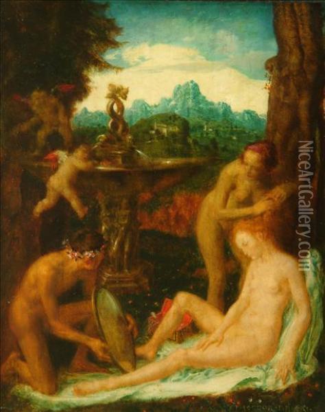 Venus At Her Toilet Oil Painting - Theodor Baierl