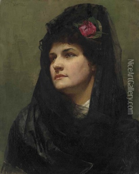 A Spanish Beauty (1883-84) Oil Painting - Thomas William Roberts