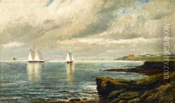 Yachts Off Ochre Point, Newport Oil Painting - Edmund Darch Lewis