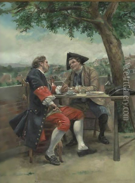 A Light Lunch In The Garden Oil Painting - Jean Charles Meissonier
