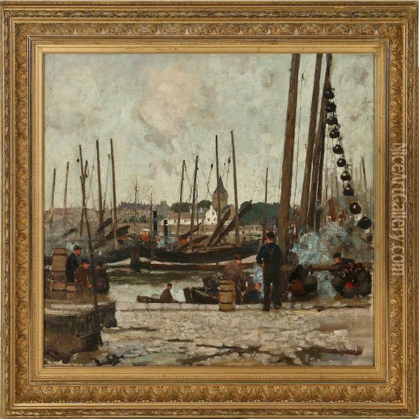 Harbour Scene From Scotland Oil Painting - James Hamilton Mackenzie