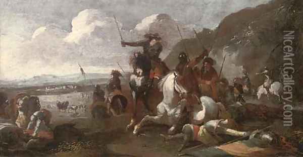 A cavalry skirmish Oil Painting - Rugendas, Georg Philipp I
