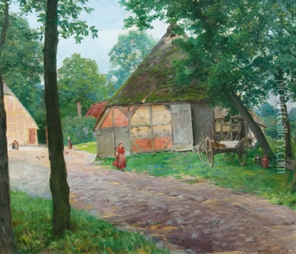 Im Dorf Oil Painting - Eduard Steinbach