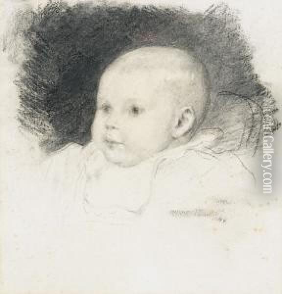 Portrat Eines Kleinen Kindes. Oil Painting - Albert Anker