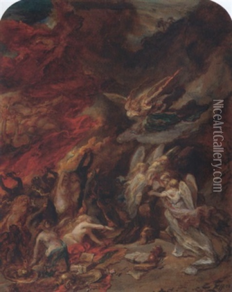 Tentation De Saint-antoine Oil Painting - Louis-Gabriel-Eugene Isabey