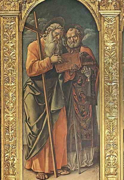 Sts Andrew and Nicholas of Bari 1482 Oil Painting - Bartolomeo Vivarini